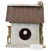 Nature Creations Stone Chimney Bird Cottage, White – Handcrafted Wooden