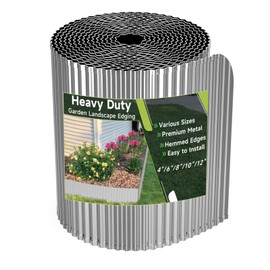 Corrugated Garden Edging, 4"×10Ft Galvanized Steel Landscape Edging & Lawn Edging Border, Metal Garden Border for Flower Beds, Garden，Lawn，Raised Beds & Tree Surrounds (Silver)