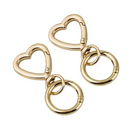 [FUSSED] 2pcs Heart Shape Alloy Swivel Lobster Clasp Spring Snap Hook Hanging Buckle Key Ring for Bag Luggage Pendant DIY Bag Key Ring Craft Making, gold