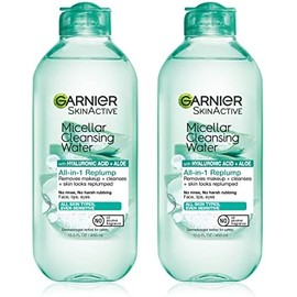 Garnier SkinActive Micellar Water with Hyaluronic Acid, Facial Cleanser  Makeup Remover, 13.5 Fl Oz (400mL), 2 Count (Packaging May Vary)