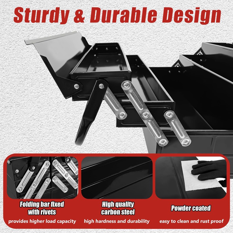 YATOINTO Metal Cantilever Tool Box, 21" Fold Out Steel Tool