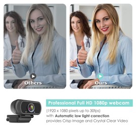 HD Webcam 1080P with Microphone, PC Laptop Desktop USB Webcams, Pro Streaming Computer Camera, 110-Degree Widescreen