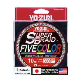 Yo-Zuri YZ-SB-10LB-5C-330YD: Superbraid Five Color 330Yds 10Lbs, (5 Color)