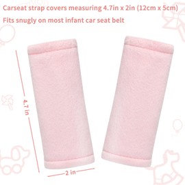 SWESEN Baby Car Seat Belt Covers for Boys and Girls, Carseat Shoulder Padding, Soft Car Seat Neck Cover, Mink Car Seat Straps Shoulder Pads, Solid Colour Stroller Strap Cover for Baby Kids, Pink