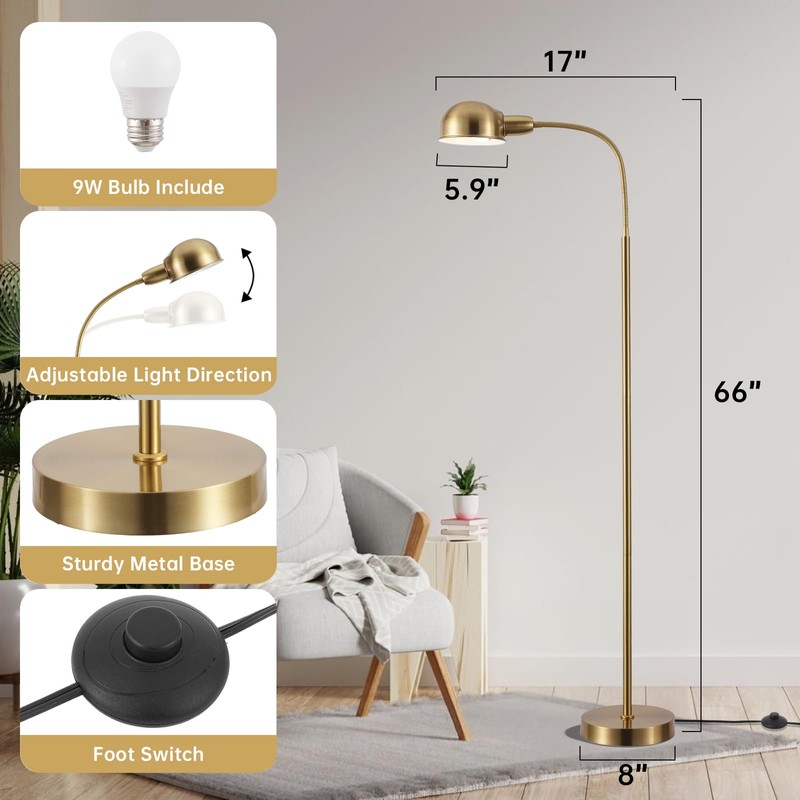 YJSQOEOE Adjustable Floor Reading Lamp Standing Lamps with Remote Control