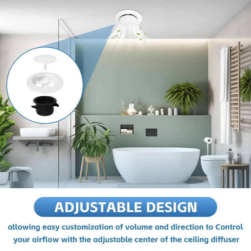 Round Air Vent Cover, 6 Inch Adjustable, ABS Ceiling Vent,