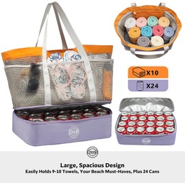 STOVER Bolsa de playa de malla extragrande con compartimento para enfriar, día festivo, piscina y bolsa de viaje para mujeres, hombres y familias, resistente y resistente al agua