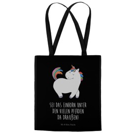 Mr. & Mrs. Panda Unicorn Stolzieren Tote Bag, Gift, Shoulder Bag, Unicorn, Pegasus, Horse, Unicorn, Bag Bag, Jute Bag, Colourful, black, Hand Drawn