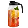 Lacusmall 64oz Glass Pitcher with Lid-2 Quart, Leak-Proof Wide Mouth