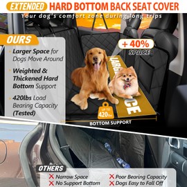 ROUWINNE Back Seat Extender for Dogs-Large Space, Dog Car Seat Cover Hard Bottom Holds 420lbs, Sturdy Backseat Extender for Dogs,Upgraded Material Waterproof Pet Car Bed Dog Hammock for Car, SUV,Truck