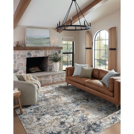 GERUIMO 5x7 Washable Area Rug, Ultra Non-Slip Low Pile Soft Faux Wool, Foldable Distressed Stain Resistant Large Modern Abstract Multicolor for Living Room, Bedroom, Dining Room, Farmhouse Home Decor