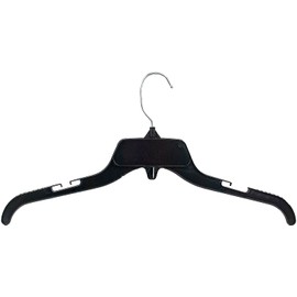 Hangon Recycled Plastic with Notches Shirt Hangers, 17 Inch, Black, 50 Pack
