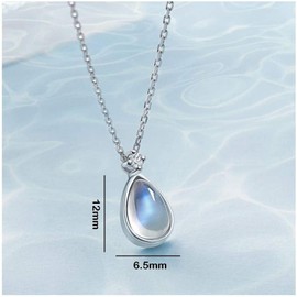 Necklace and Pendant Moonstone Necklace Sterling Silver Clavicle Chain Temperament Pendant Elegant Water Drop Outline Pendant Lady Light Blue Necklace