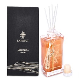 Lavault Reed Oil Room Diffuser - Home Fragrance Reed Diffuser and Oil Diffuser Sticks - Natural Reed Diffuser Set - Relaxing and Calming Scent Diffusers for Home - Gold - Ebony Bergamot Aroma