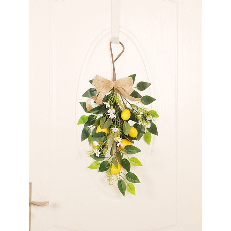 Artificial Lemon Teardrop Wreath Wall Hanging Teardrop Lemon Fruit Wreath