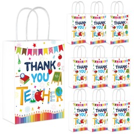 HABDJILTY 20Pcs Teacher Gift Bags with Handle, 5.9Inch Thank You Teacher Gift Bags Teacher Appreciation Gift Bag for Teachers' Day Back to School Party Favors Supplies