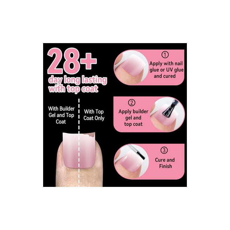EBANKU Uñas postizas francesas para los dedos de los pies,