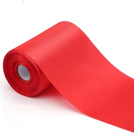 4 Inch x 22Yards Wide Red Satin Ribbon Solid Fabric Large Ribbon for Cutting Ceremony Kit Grand Opening Chair Sash Table Hair Car Bows Sewing Craft Gift Wrapping Wedding