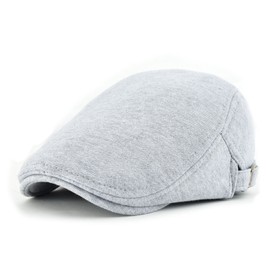 VOBOOM Men Newsboy Cap Cotton Flat Ivy Gatsby Driving Hat (Light Grey)