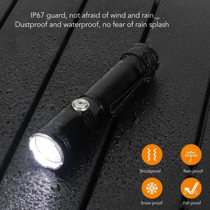 LED Camping Flashlight Professional High Brightness 2050lm USB Rechargeable Portable