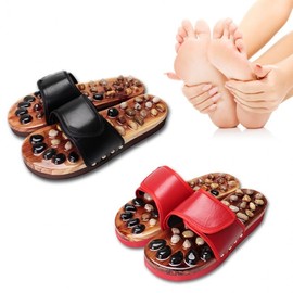 Jade Stone Pebbles Acupressure Slippers Office Diet Foot Massage Guest Women's Red 2ea