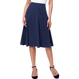 ELIGNTLOFT - Falda midi elástica de cintura alta para mujer, Azul oscuro, X-Large