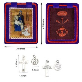 TALPGOD Purple Escapularios Catolicos Catholic Scapular Marie Julie Jahenny of Benediction with Protection Cross of Forgiveness and Medal of Our Mother of Good Guard