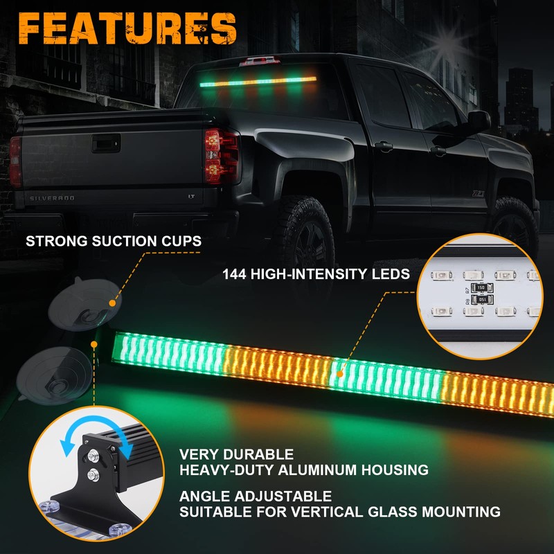 XRIDONSEN 35 inch Traffic Advisor Light Bar 144 LED Green
