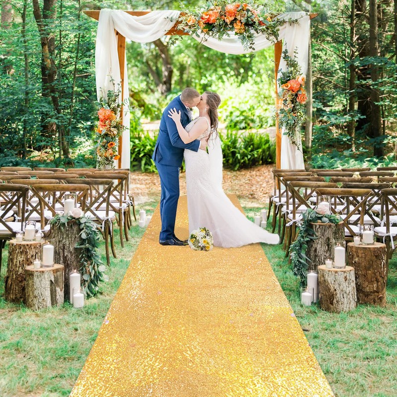 B-COOL Gold 4ftx20ft Sequin Runner for Wedding Ceremony