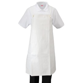 (Tumiji Vinyl Industry) Color Vinyl Apron, Waterproof, Leather, Commercial Use, Bib Apron, Unisex, With Pockets, One Size Fits Most, White