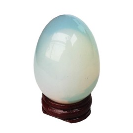 Manekieko Opalite Egg-shaped Meditation Chakra and Home Decoration for Balancing Gemstones and Crystal Figures, 5 x 3.5 cm Reiki Healer and Yoga Practitioner with Wooden Stand