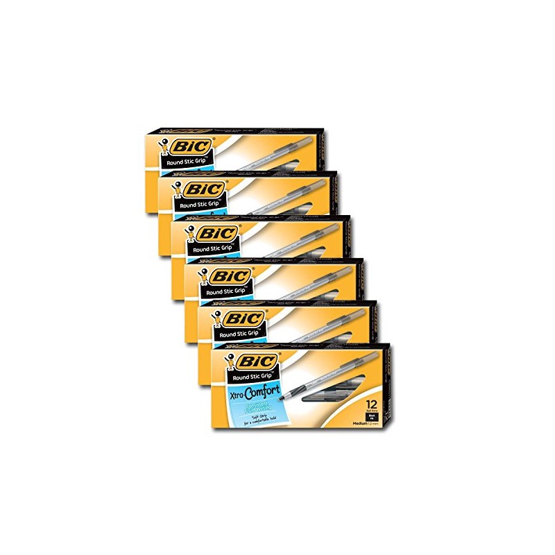 Bic Ultra Round Stic Grip Ball Point Pens, Medium Point,