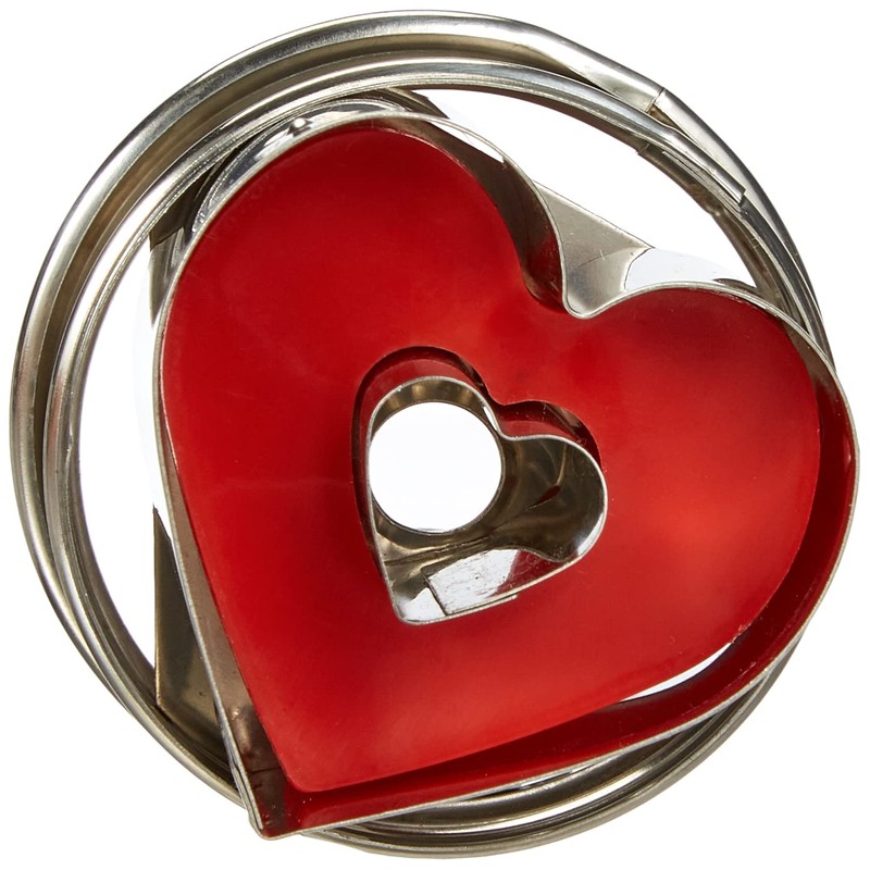 Städter Herz m. Auswerfer ø 4,8 cm, Edelstahl, Silber-rot, 4.8