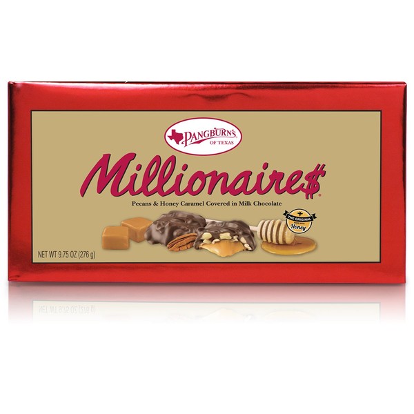 Pangburns Millionaire$ Candy, 9.75 Ounce Box, Pangburn's Millionaires Candy, Buttery Pecans, Creamy Caramel, Honey, and Mouthwatering Milk Chocolate; Texas Born, and Loved by All