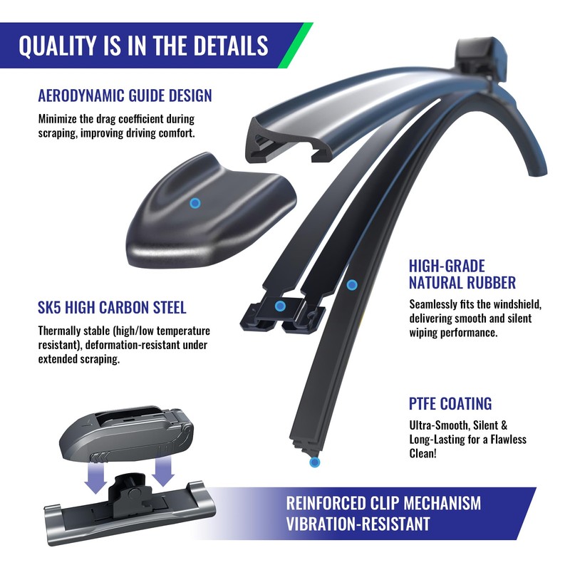 VENRAIN 24"+18" Wiper Blades for Car/SUV – OEM Quality, J-Hook