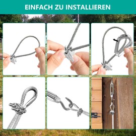 Pack of 16 Rope Tensioners Stainless Steel Turnbuckle Wire Rope Tensioner 304 Stainless Steel Wire Rope Suspension Kit Adjustable Length for Various Scenes