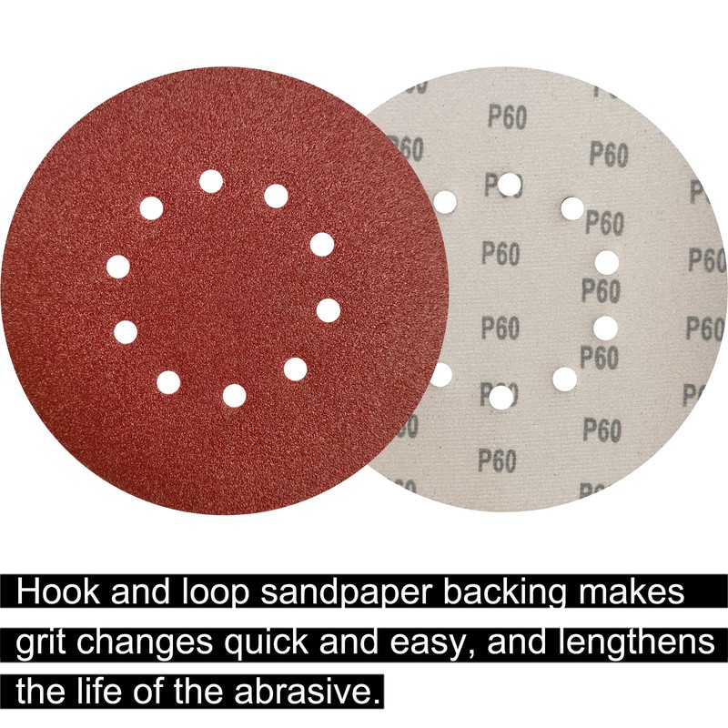 SACKORANGE 50 Pack 9-Inch 10 Hole 60 Grit Hook-and-Loop Drywall