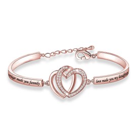WUSUANED Rose Gold Bangle Bracelet for Daughter in Law - Family Love Charm Bracelet