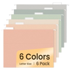 SUNEE Hanging File Folders, 6 Pack Letter Size Hanging File Folders with 1/5-Cut Tabs, Ideal for Home and Office Organization and Papers Classification,Morandi Colors