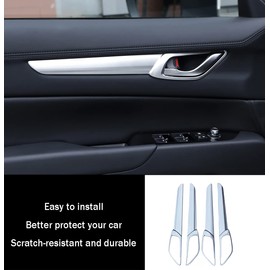KELEIMAI Car Accessories Fit for Mazda CX-5 CX5 2017-2022 2023 2024 2025 Interior Door Handle Bowls Frame Cover Trim (Glossy Chrome Style) ABS 4 PCS