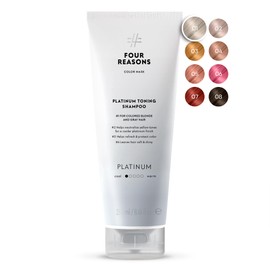 FOUR REASONS Hair Colour Shampoo, Platinum (8 Colours) - Blonde Hair Toner & Colour Depositing Shampoo, Hair Colour Shampoo for Women - Silver Shampoo Toner, Sulphate Free, Vegan - 250 ml