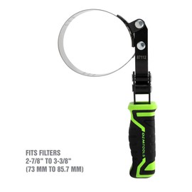 OEMTOOLS 87112 Professional Swivel Oil Filter Wrench (2-7/8" - 3-3/8"), Oil Filter Wrench Small, Oil Filter Strap Wrench Heavy Duty, Black and Green