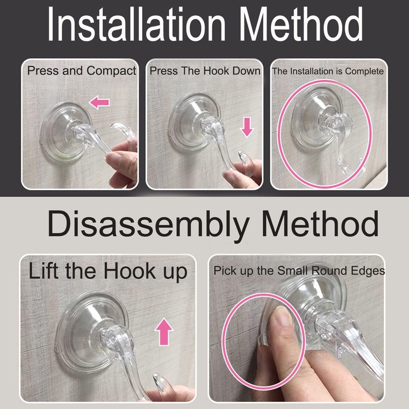 lankai Pack of 6 Suction Cup Hooks, Suction Cup Hooks,