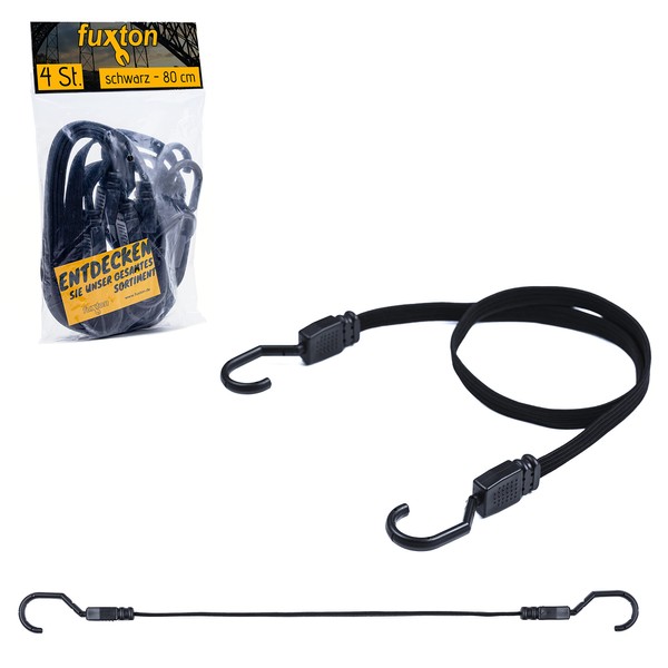 fuxton Set of 4 elastic straps, short, flat with hooks,