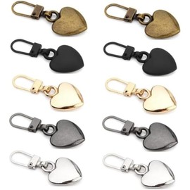 10Pcs Multicolor Heart Shaped Zipper Pull Replacement Metal Zipper Backpack Zippers Mend Fixer Repair for Coats Jackets Pants Luggage, Garage Storage, Fasteners, Storage Racks