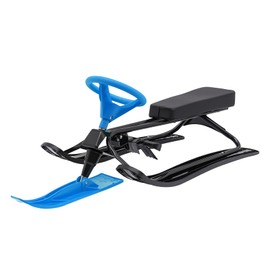 Snow Racer Sled with Steering Wheel Ski Sled Snowboard Winter Sport Ski Sled Slider Board for Downhill and Uphill for Adults Kids Teens 220.05 lbs load bearing capacity (Blue)