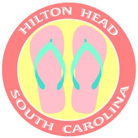 Athena Brands Flip Flops Hilton Head South Carolina - Car Truck Window Bumper Sticker Decal - Lobster Claw Red