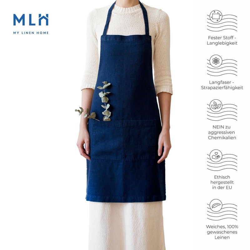My Linen Home I Linen Smock Apron I 100% Stonewashed