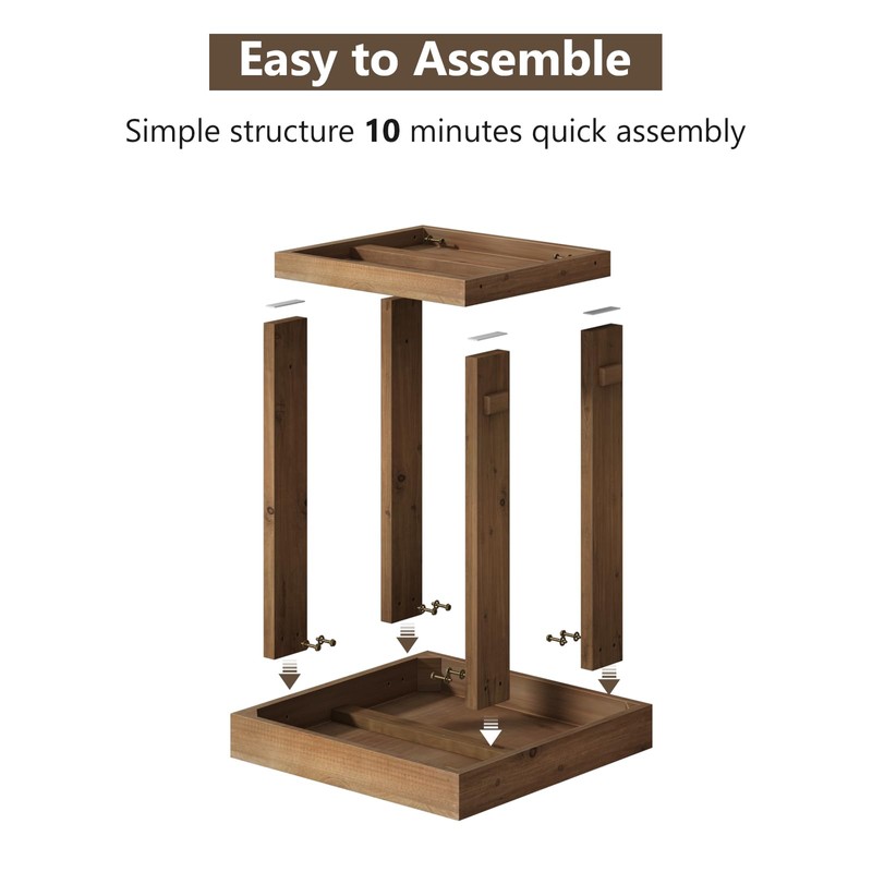 WINWY Solid Wood End Table for Living Room Set of