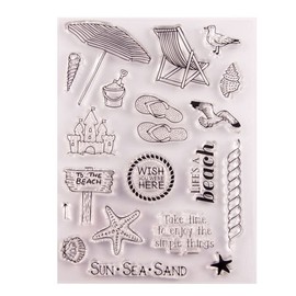 Linda Craft 1pc Life is a Beach Sun Sea Sand Summer Clear Stamps for Card Making Decoration and DIY Scrapbooking